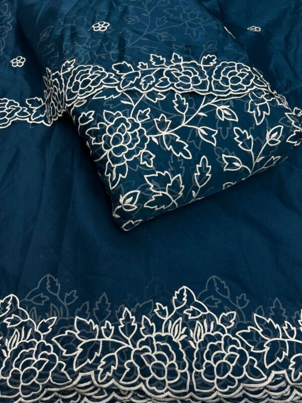 PURE SOFT ORGANZA THREAD EMBROIDERY FABRIC WITH MATCHING DUPATTA