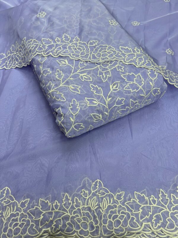 PURE SOFT ORGANZA THREAD EMBROIDERY FABRIC WITH MATCHING DUPATTA