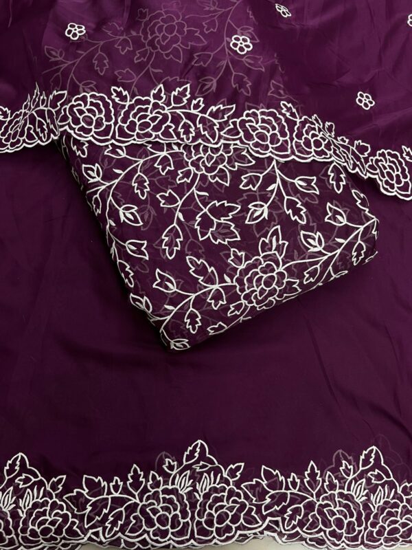 Pure Soft Organza Thread Embroidery - Top, Bottom, Dupatta | Bollywood Fabric Store - Image 7