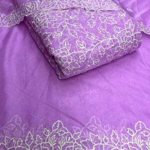 PURE SOFT ORGANZA THREAD EMBROIDERY FABRIC WITH MATCHING DUPATTA