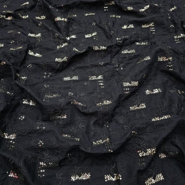 Premium Cambric Cotton Fabric with Heavy Thread Embroidery