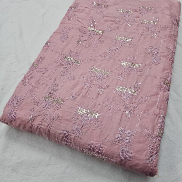 Premium Cambric Cotton Fabric with Heavy Thread Embroidery