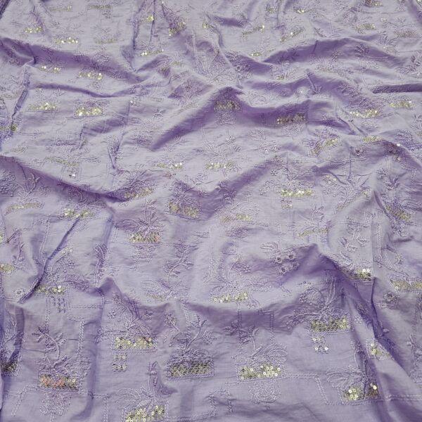 Premium Cambric Cotton Fabric with Heavy Thread Embroidery