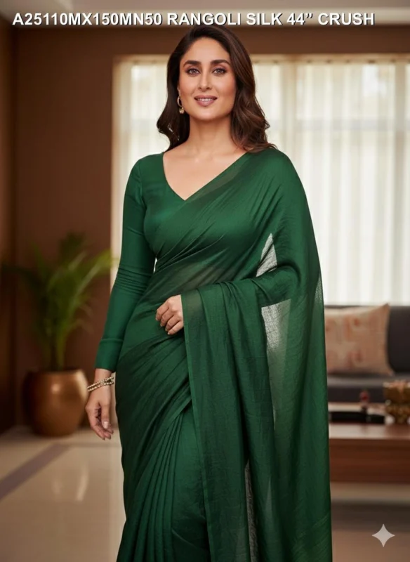 Rangoli silk crush fabric 448243 for saree lehenga 038 dupatta - High-Quality Fabric