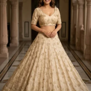 NEHA MALIK Shimmer tissue silk fabric hand work beads 038 sequins - High-Quality Fabric