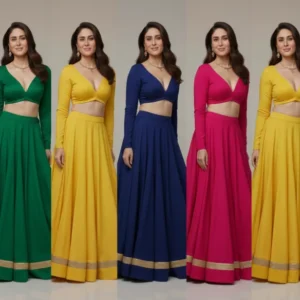 Yellow colour roman silk lehenga choli 6m flair for wedding and haldi - High-Quality Fabric