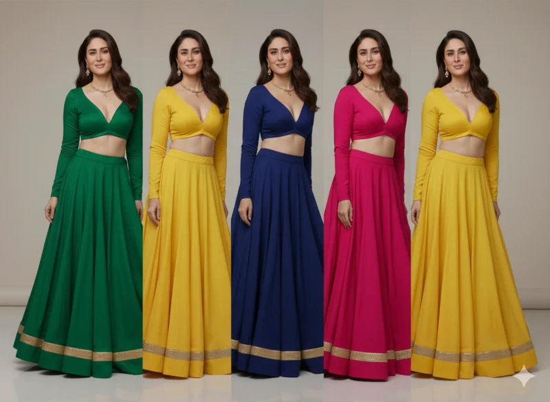 Yellow colour roman silk lehenga choli 6m flair for wedding and haldi - High-Quality Fabric