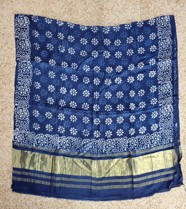 Ajrakh Hand Block Print Gajji Silk Dupatta Full Size (5)