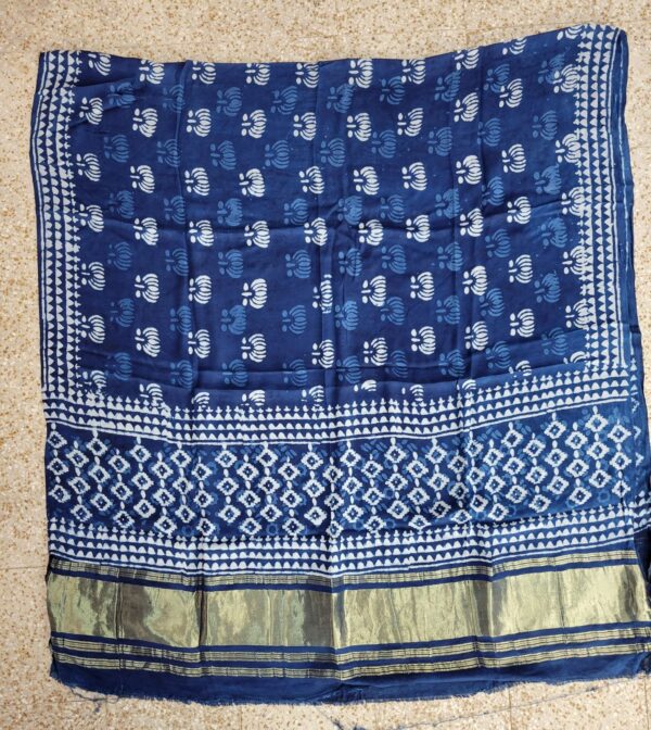 Ajrakh Hand Block Print Gajji Silk Dupatta Full Size (6)