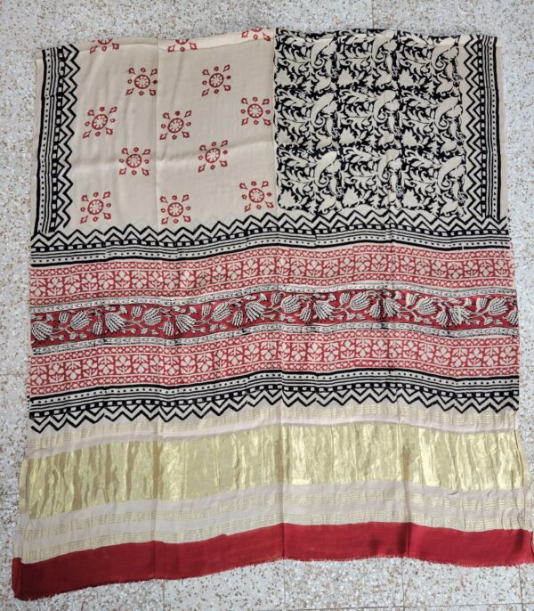 Ajrakh Hand Block Print Gajji Silk Dupatta Full Size (9)