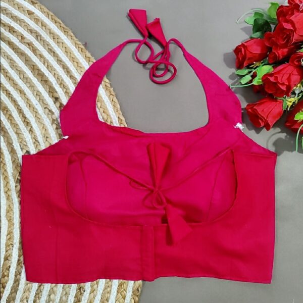 Halter Neck Kaudi Work Cotton Blouse (4)