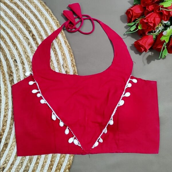 Halter Neck Kaudi Work Cotton Blouse (9)