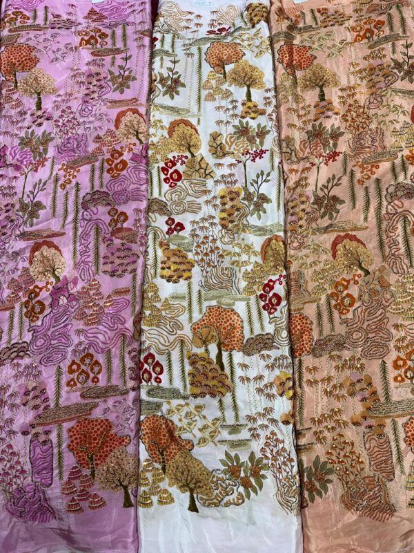 Natural Crepe Fabric With Heavy Embroidery1