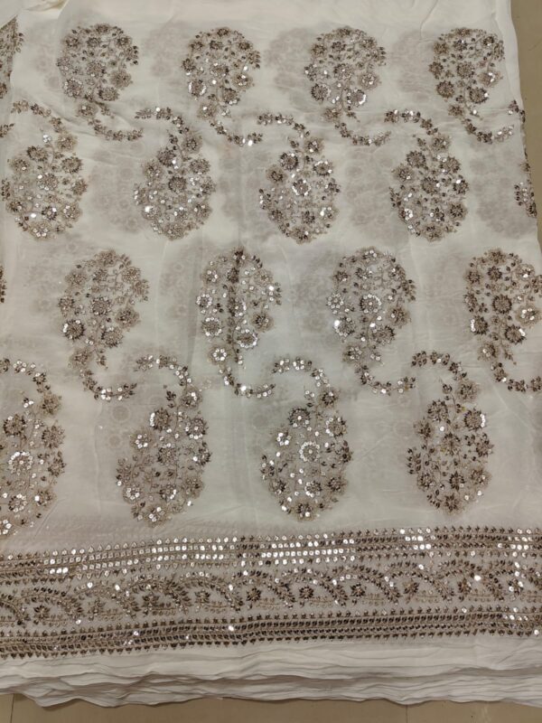 Pure Georgette Dyeable Fabric With Sequins Work2