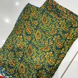 Pure Modal Silk Ajrakh Hand Block Print Fabric, 44in (1)