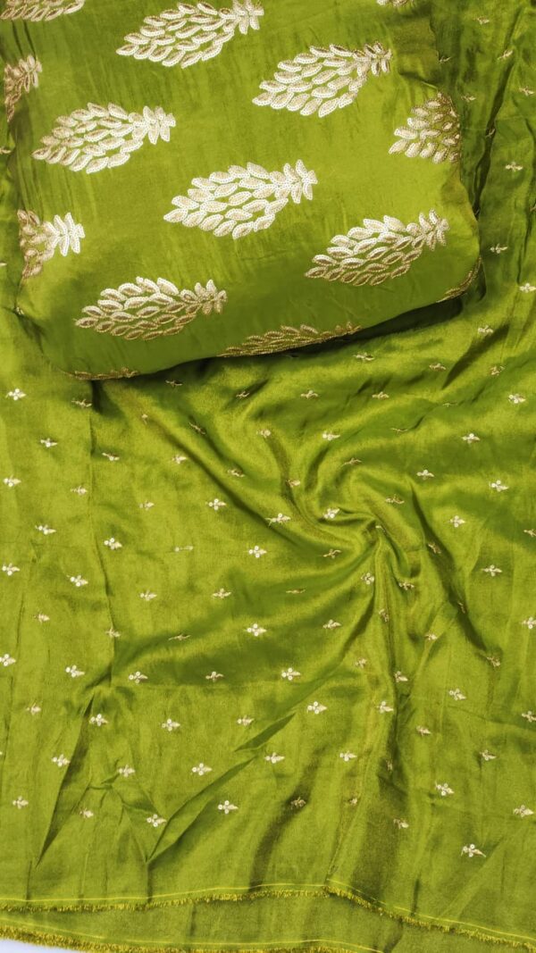 Pure Shimmer Tissue Silk With Heavy Embroidery Work (1)