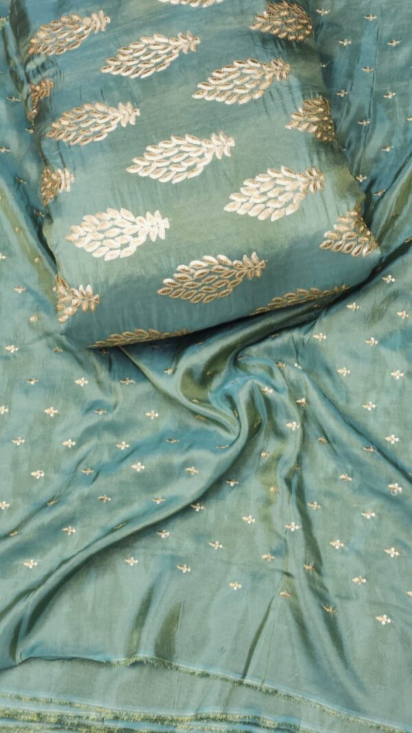 Pure Shimmer Tissue Silk With Heavy Embroidery Work (2)