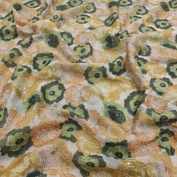 Soft Organza Floral Zari Sequins Fabric (6)