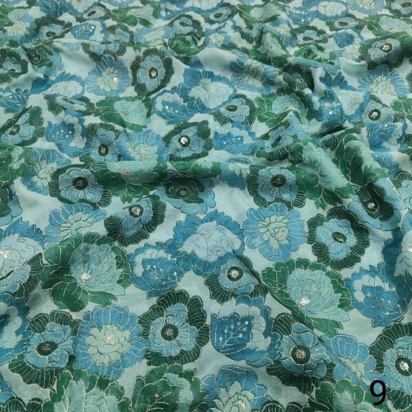 Soft Organza Floral Zari Sequins Fabric (8)