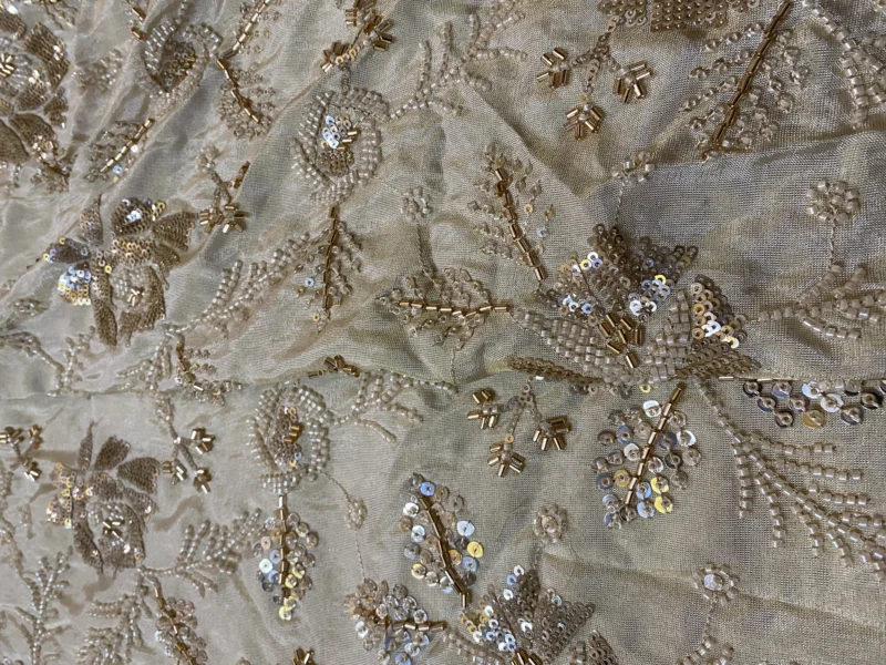 Exquisite pure zari silk tissue - High-Quality Fabric