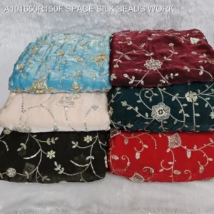 Premium hand embroidered space silk fabric beads 038 sequins work - High-Quality Fabric