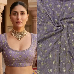 Pure dyeable shimmer tissue silk hand work daman designs - High-Quality Fabric