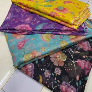 Soft organza fabric with position prints embroidery bollywood fabric store - High-Quality Fabric