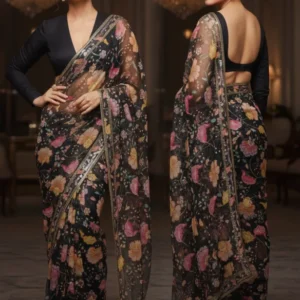 Soft organza fabric with position prints embroidery bollywood fabric store - High-Quality Fabric