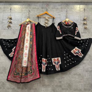 Stunning Muslin Cotton Lehenga Choli with Real Mirror ₹1250