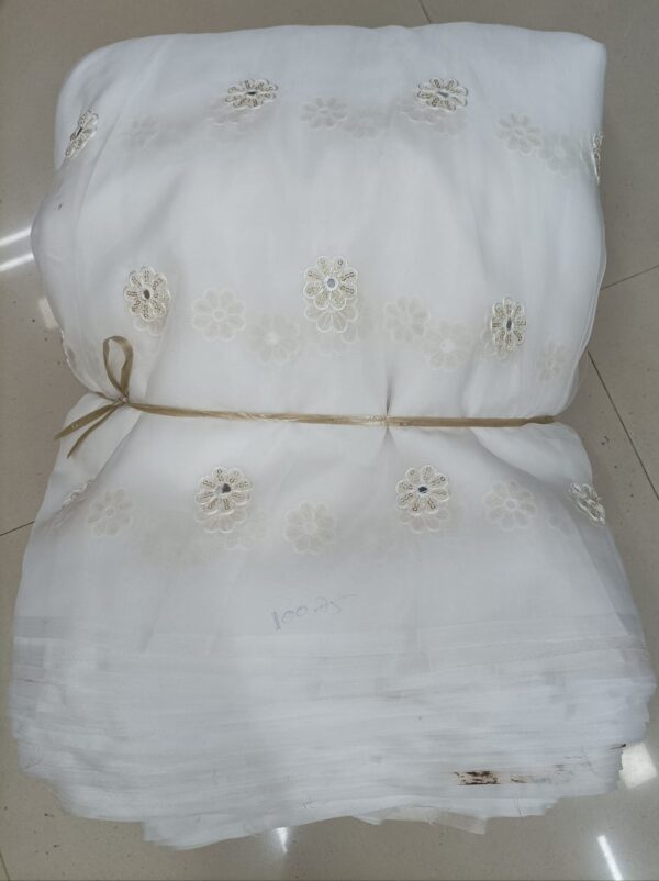 Premium Dyeable Organza Fabric with Mirror Sequence Butties $225