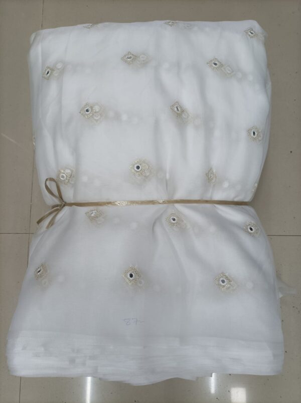 Premium Dyeable Organza Fabric with Mirror Sequence Butties $225