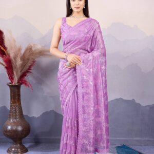 Premium Twill Net Saree with Sequins Work