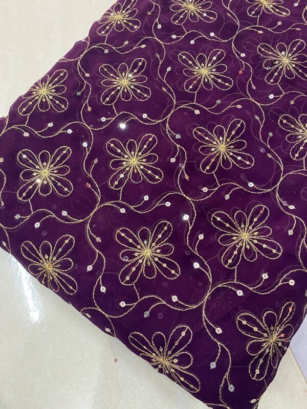 Vintage Blooming Georgette Fabric With Embroidery (1)