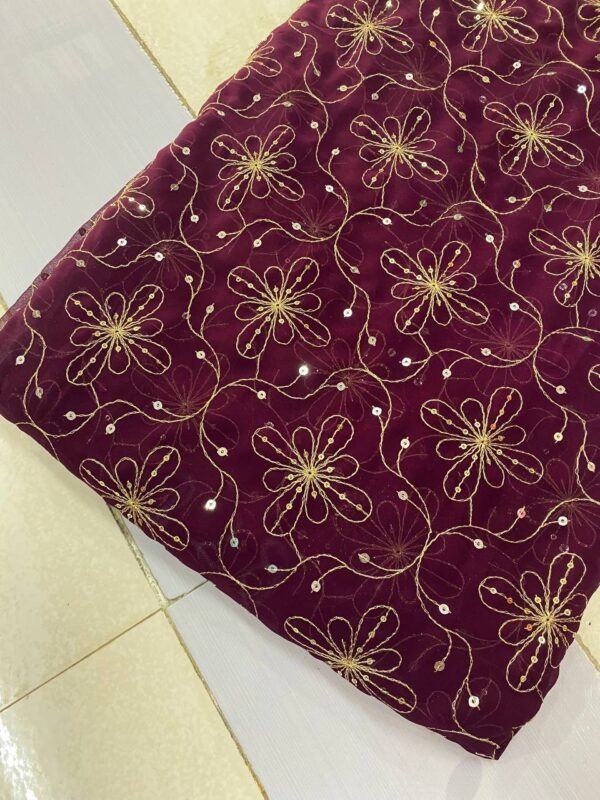 Vintage Blooming Georgette Fabric With Embroidery (11)