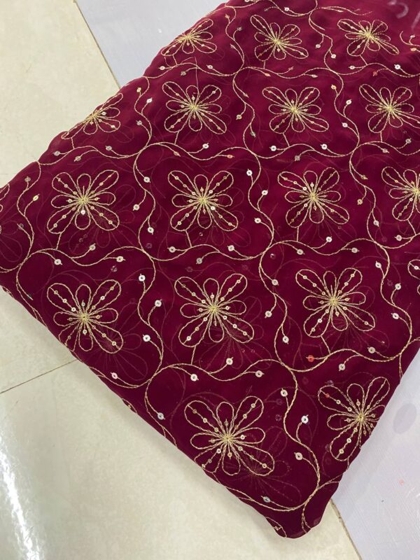 Vintage Blooming Georgette Fabric With Embroidery (9)