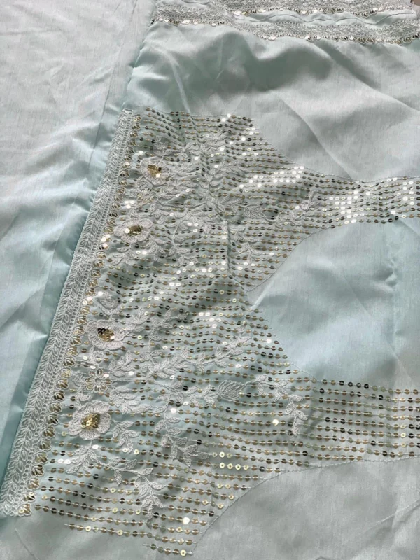 Ananya pandey embroidered georgette saree party wear bollywood fabric store - High-Quality Fabric