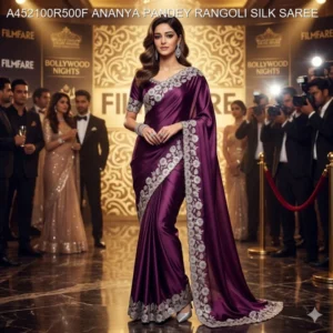 Ananya pandey wine rangoli silk saree with embroidery work - High-Quality Fabric