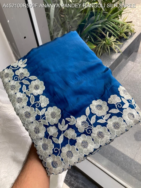 Ananya pandey wine rangoli silk saree with embroidery work - High-Quality Fabric