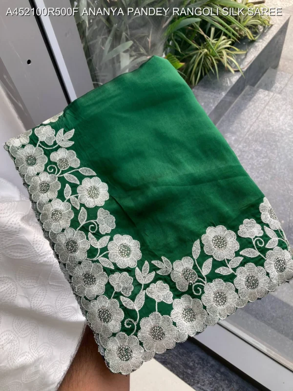 Ananya pandey wine rangoli silk saree with embroidery work - High-Quality Fabric