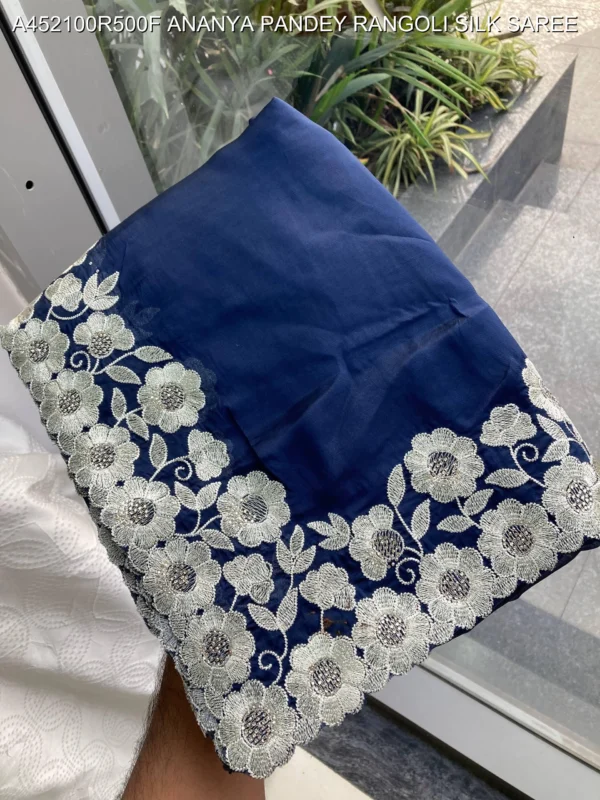 Ananya pandey wine rangoli silk saree with embroidery work - High-Quality Fabric