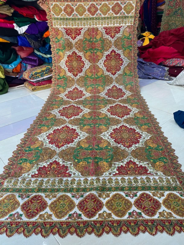 Gold crush crunchy silk fabric plain embroidery 038 dupatta - High-Quality Fabric