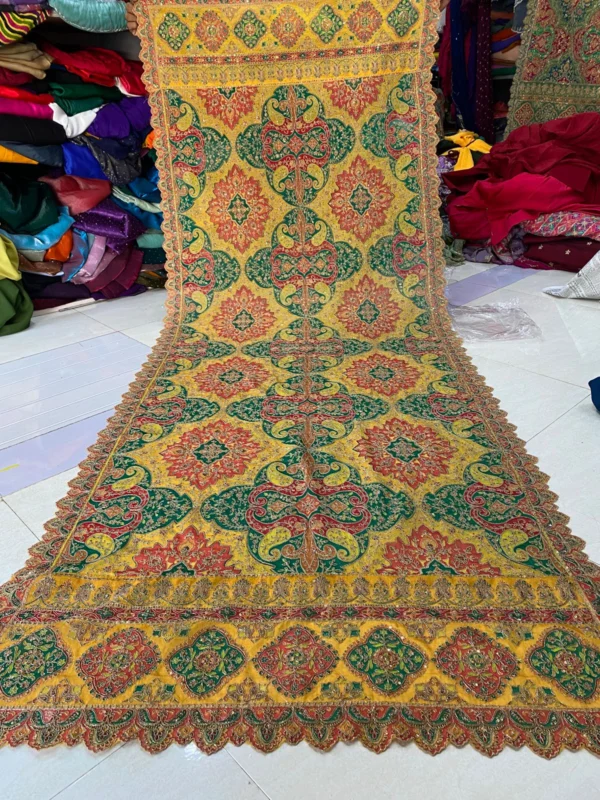 Gold crush crunchy silk fabric plain embroidery 038 dupatta - High-Quality Fabric