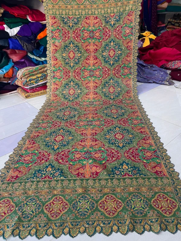 Gold crush crunchy silk fabric plain embroidery 038 dupatta - High-Quality Fabric