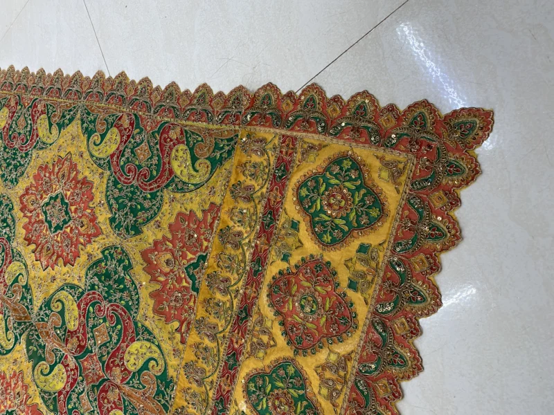 Gold crush crunchy silk fabric plain embroidery 038 dupatta - High-Quality Fabric