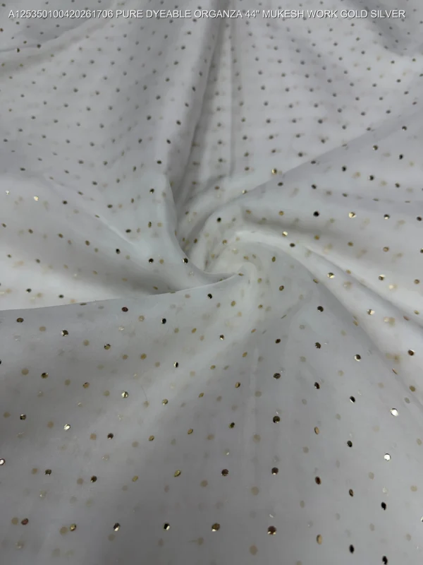 Janhvi kapoor white pure viscose organza mukesh work saree - High-Quality Fabric