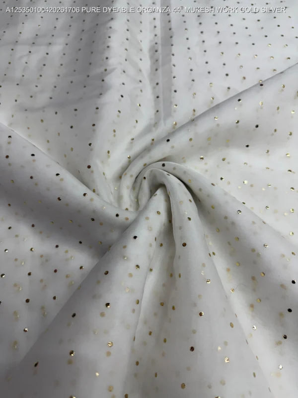 Janhvi kapoor white pure viscose organza mukesh work saree - High-Quality Fabric