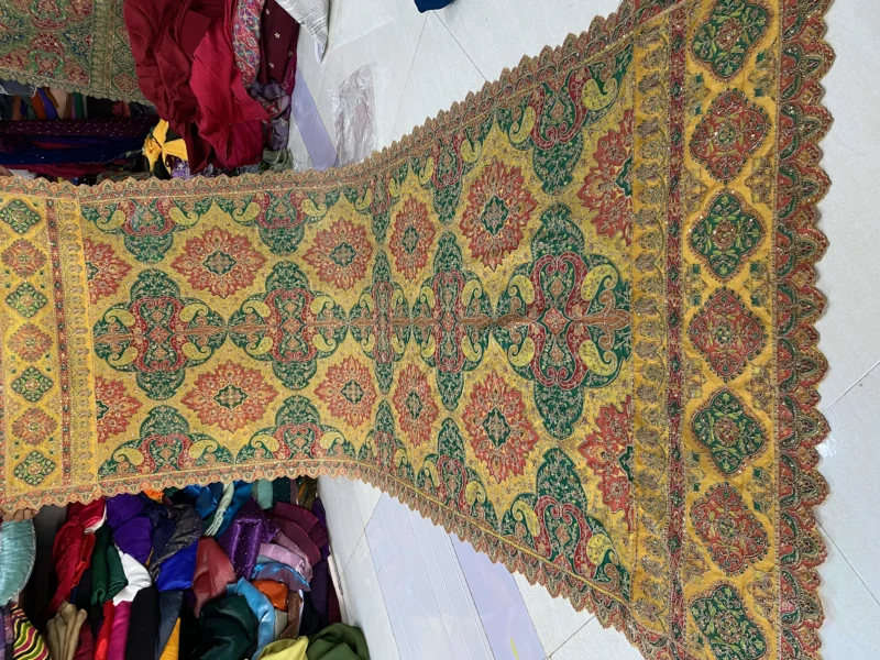 Space silk dupatta with fancy embroidery 038 cut work buy now - High-Quality Fabric