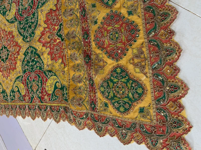 Space silk dupatta with fancy embroidery 038 cut work buy now - High-Quality Fabric