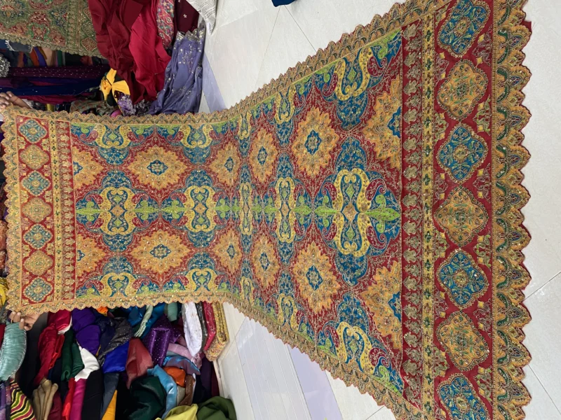 Space silk dupatta with fancy embroidery 038 cut work buy now - High-Quality Fabric