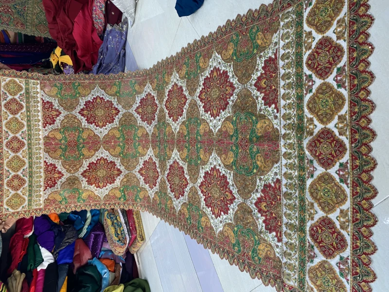 Space silk dupatta with fancy embroidery 038 cut work buy now - High-Quality Fabric